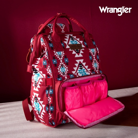 Wrangler Allover Wrangler Aztec Printed Callie Backpack - Burgundy - Picture 4 of 7
